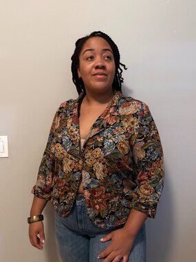 Vintage Floral Tapestry Shirt Jacket / Shacket